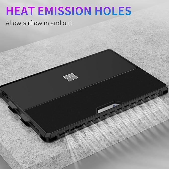 Case Fit 12.3" Microsoft Surface Pro 7 Plus/7/6/5/4/LTE, Protective Rugged Cover Case, with Stylus Pen Holder, Compatible with Type Cover Keyboard