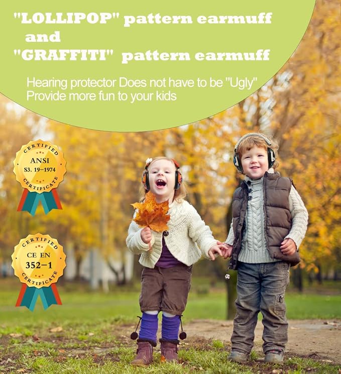 PROHEAR 032 2 Pack Kids Ear Protection, NRR 25dB Childrens Earmuffs, Adjustable Headband Safety Ear Muffs for Sports Events, Concerts, Airports - Orange & White