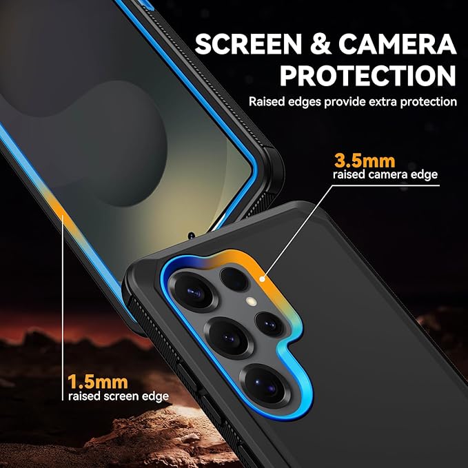 for Samsung Galaxy S25 Ultra Case, Full Body Rugged Military Drop Protection Bumper Heavy Duty Shockproof Anti-Scratch Protective Cover Phone Case for Galaxy S25 Ultra 5G (Black & Blue)