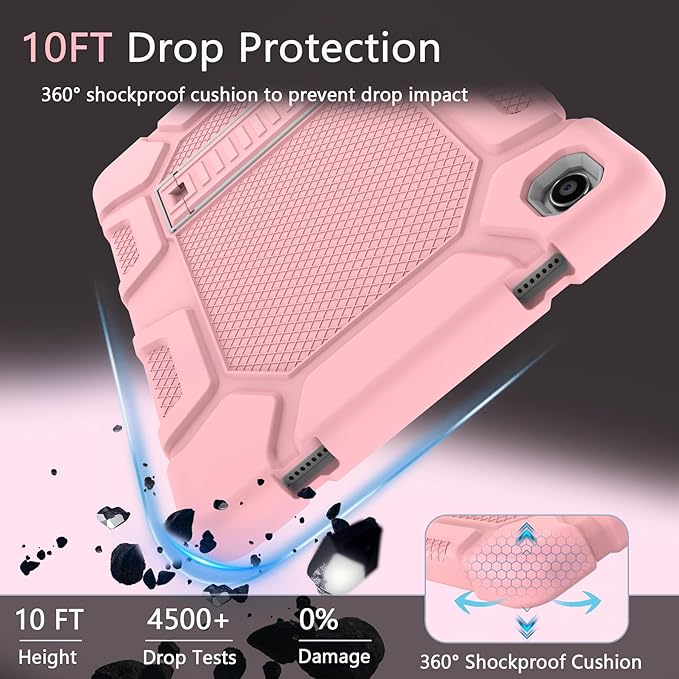 Rantice Case for Samsung Galaxy Tab A9+ / A9 Plus 11 Inch, Kids Case with Kickstand, Shockproof Rugged Cover for Samsung Galaxy Tab A9+ 11” 2023 Model (SM-X210/X216/X218), Rosegold+Grey