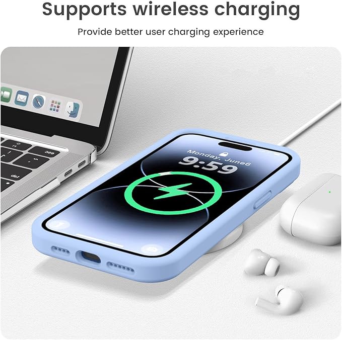 Vooii Compatible with iPhone 14 Pro Max Case, Liquid Silicone Upgrade [Camera Protection] [Soft Anti-Scratch Microfiber Lining] Shockproof Phone Case for iPhone 14 Pro Max 6.7 inch - Light Blue