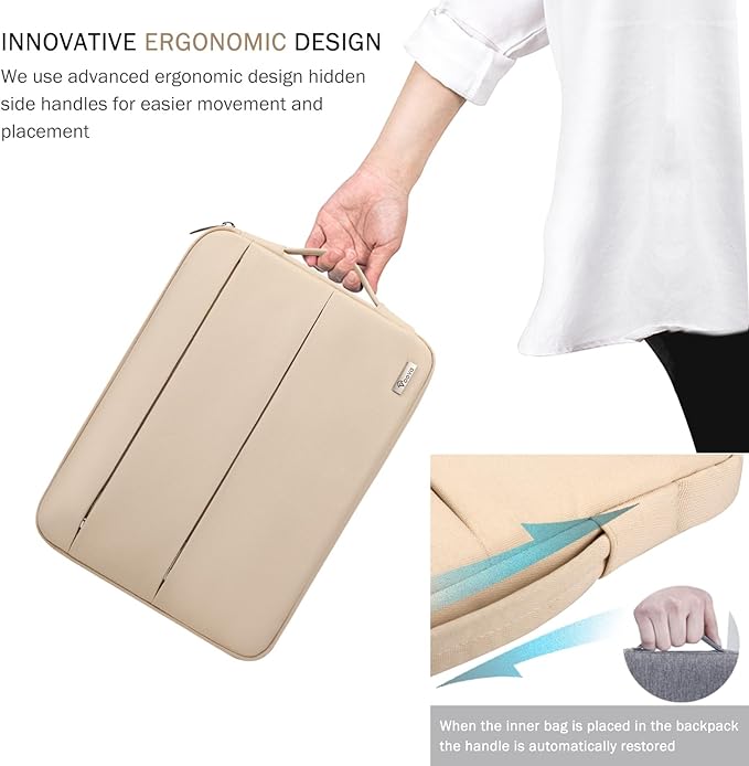 Voova 14 15 Inch Laptop Sleeve Case, Waterproof Computer Bag Cover Compatible with MacBook Air 15 M2/M3/M4 2022-2025, MacBook Pro 15, Hp chromebook 14, 14-15” Dell Lenovo Acer Asus, Apricot