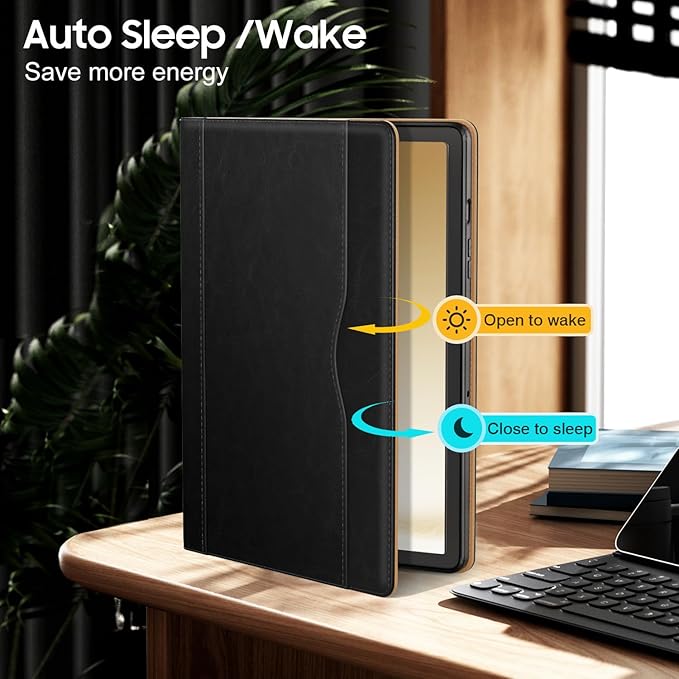 OKP Case for Samsug Galaxy Tab A9+ Plus 11 inch 2024(SM-X210/X216/X218), PU Leather Folio Cover with Multi-Angle Stand//Pen Holder, Auto Wake/Sleep Case for Galaxy A9+ 11" Tablet (Black)