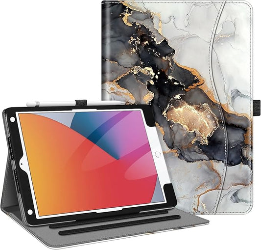 Fintie Case for iPad 9th / 8th / 7th Generation (2021/2020/2019) 10.2 Inch - [Corner Protection] Multi-Angle Viewing Stand Cover with Pocket & Pencil Holder, Auto Sleep Wake, Cloudy Marble