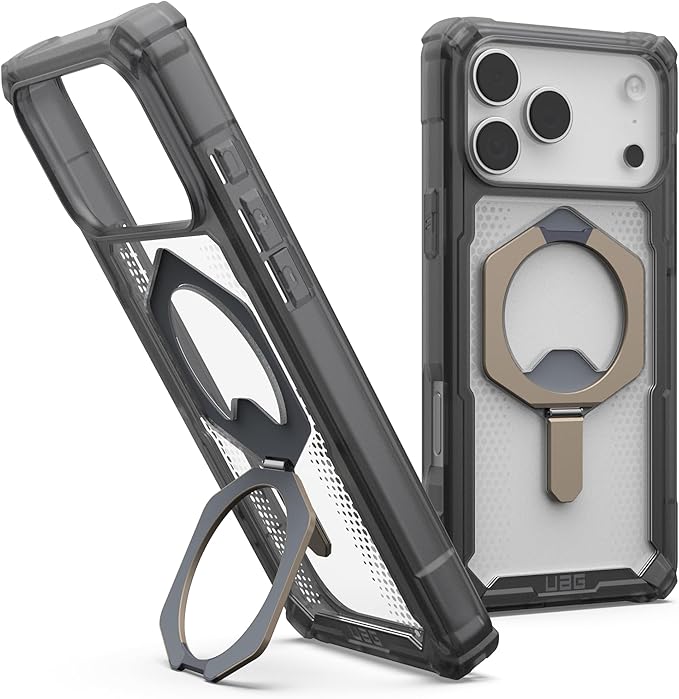 URBAN ARMOR GEAR UAG Designed for iPhone 17 Pro Max Case with Kickstand Plasma XTE - Compatible with MagSafe Transparent Military Grade Protective Cover, Ash/Titanium