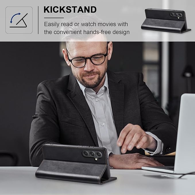 Jasonyu Flip Wallet Case for Samsung Galaxy A54 5G,Leather Magnetic Folio Cover with Card Holder,Kickstand - TPU Shockproof Durable Protective Phone Case,Black