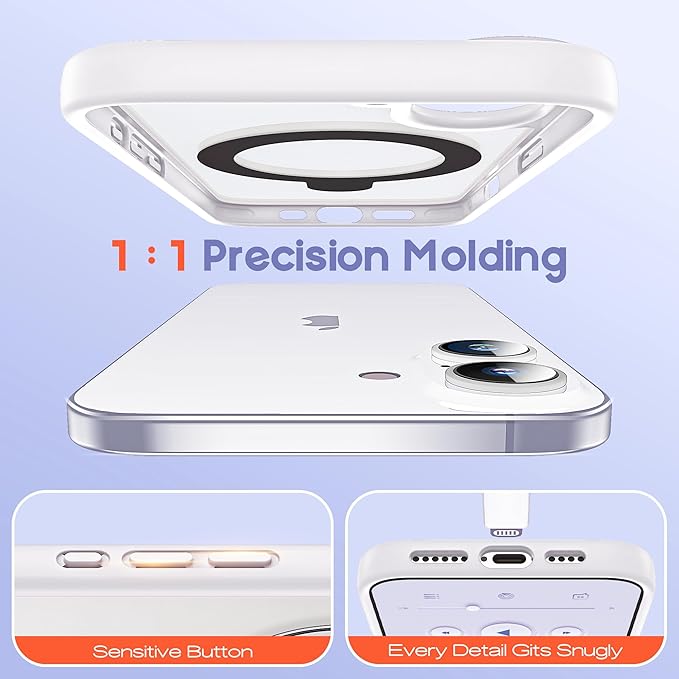 Designed for iPhone 16 Pro Max Case with Magnetic Ring Stand [Compatible with Mag-Safe] [Military Drop Protection] Shockproof Translucent Phone Cover 6.9" for Women Men,White