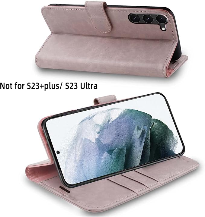 MONASAY Wallet Case Compatible for Galaxy S23 5G,[RFID Blocking] Flip Folio Leather Cell Phone Cover with Credit Card Holder, 6.1 inch, Pinksand