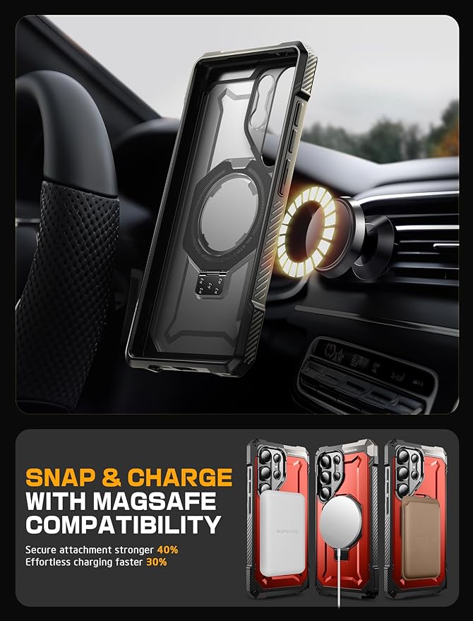 SUPCASE for Samsung Galaxy S25 Ultra Case with Stand (Unicorn Beetle Grip), [S Pen Friendly] [Compatible with MagSafe] [Military-Grade Protection] Magnetic Phone Case for S25 Ultra 6.9 Inch, Ruddy