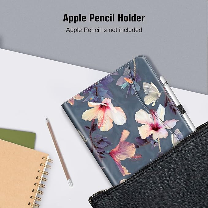 Fintie Case for iPad 9th / 8th / 7th Generation (2021/2020/2019) 10.2 Inch - [Corner Protection] Multi-Angle Viewing Stand Cover with Pocket & Pencil Holder, Auto Sleep Wake, Blooming Hibiscus