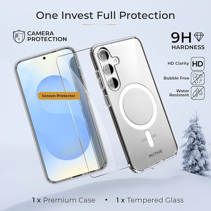 MOTIVE Compatible with s25 Case with Belt Clip, [Military Grade Drop Protection] with Screen Protector, s25 Holster Case 6.2” | Clear [Fits s24 Phone]