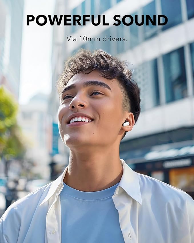 Soundcore P30i by Anker Noise Cancelling Earbuds, Strong and Smart Noise Cancelling, Powerful Bass, 45H Playtime, 2-in-1 Case and Phone Stand, IP54, Wireless Earbuds, Bluetooth 5.4 (White)