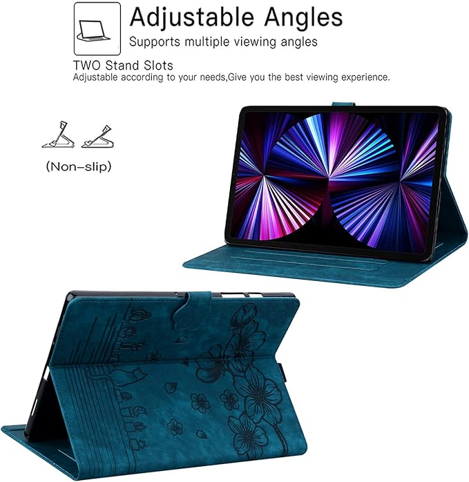 Lenovo Tab M11 / K11 LTE 11" Tablet Case - PU Leather with Pen Holder, Magnetic Cover Folio Stand - Blue