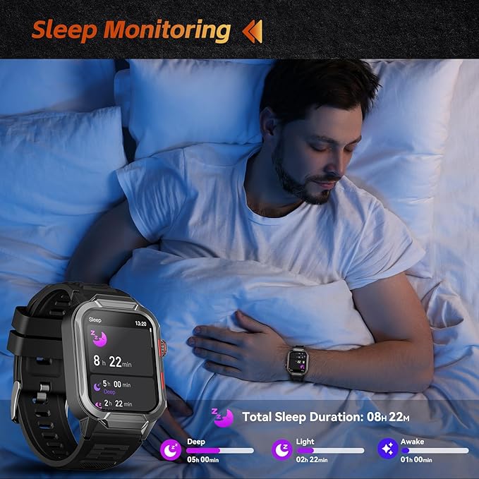 Smart Watches for Men (Answer/Make Calls), 1.96" Fitness Smart Watch with Heart Rate/Blood Oxygen/Sleep Monitor/100+ Sport Modes, 3ATM Waterproof Smartwatch Mens Watches for Android and iPhone