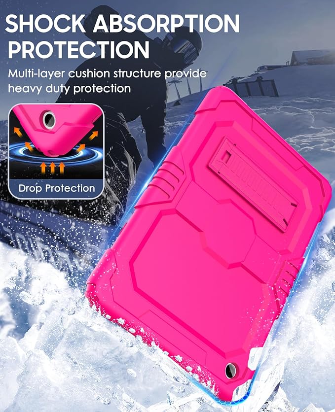OKP Case for New Samsung Galaxy Tab A9+/ A9 Plus 11 Inch 2023 (SM-X210/X216/X218), Heavy Duty Shockproof Rugged 11" Galaxy A9+ Tablet Protective Cover with Kickstand for Kids Boys Girls, Hot Pink