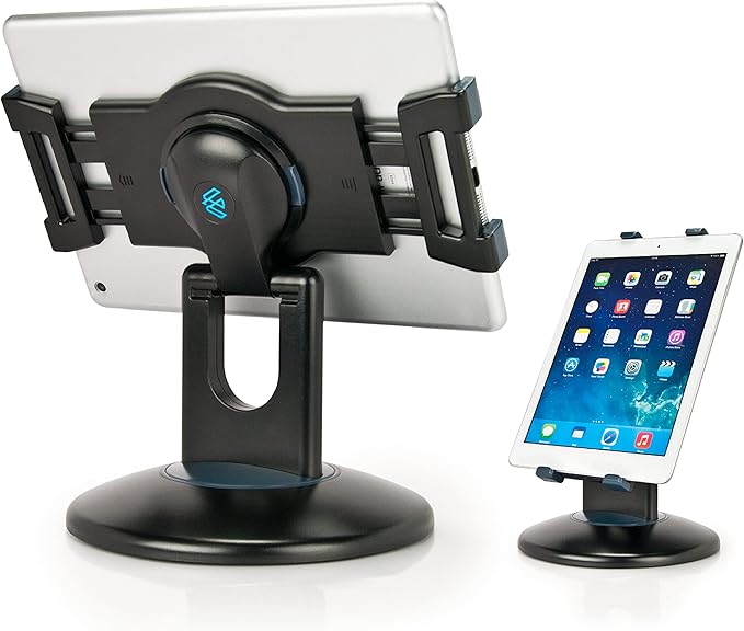 EHO Tablet Kiosk Stand, 360° Rotating Commercial Tablet Stand, Retail Kiosk, 6"-13" (Screens) Adapter Universal Holder for iPad, Air, Mini, Microsoft Surface, Most Tablets - Black
