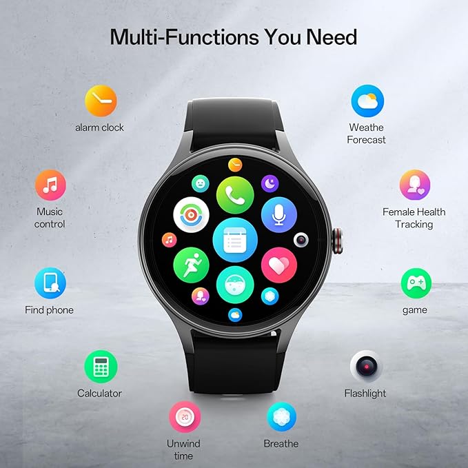 Smart Watches for Men Women,1.27" HD Touchscreen SmartWatch(2 Bands) with Bluetooth Calls (Make/Answer),Fitness Tracker with Heart Rate/Sp02/Sleep Monitor,110+ Sport Modes (Black, 1.27)