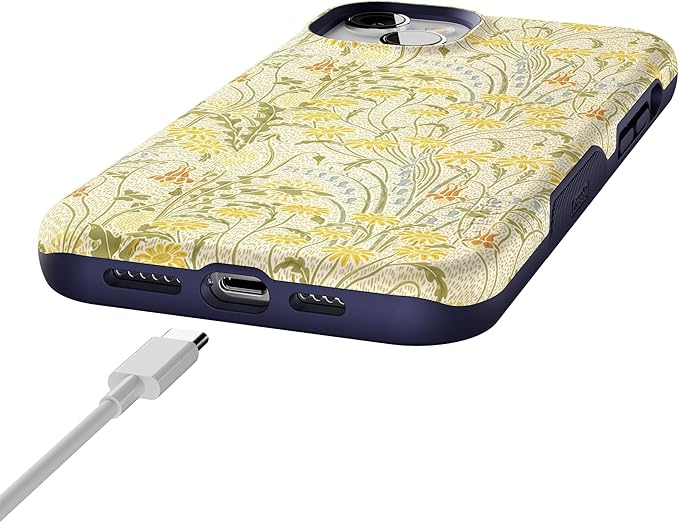 Casely iPhone 14 Case | Boho Blooms | Golden Floral | Compatible with MagSafe | Bold Protective Design