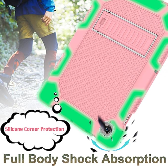Rantice Galaxy Tab A8 10.5 Case with Kickstand, Hybrid Shockproof Rugged Cover for Samsung A8 Tablet Case 10.5 Inch (SM-X200/X205/X207), Rose+Grey