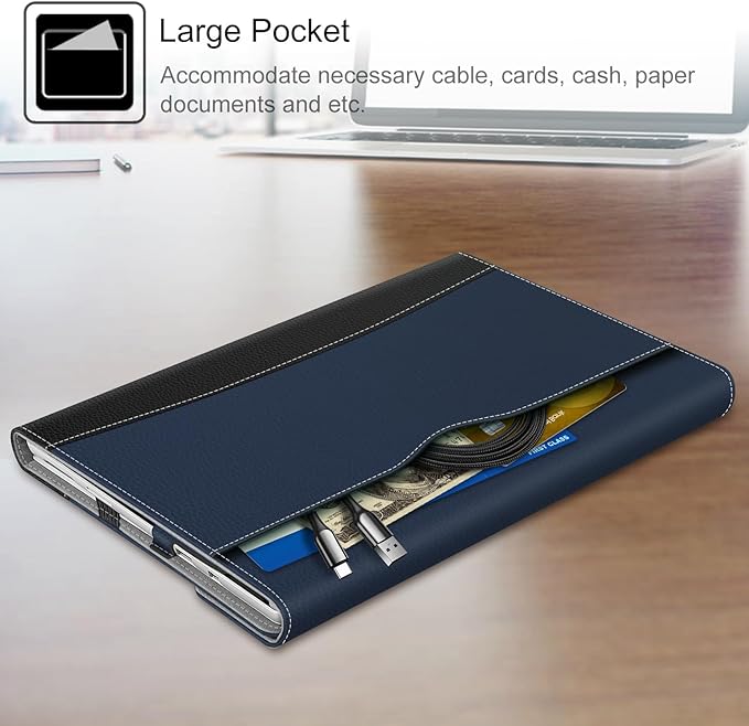 Fintie Case for 12.3 Inch Microsoft Surface Pro 7 Plus, Surface Pro 7/6/5/4/3 - Portfolio Business Cover with Pocket, Compatible with Type Cover Keyboard, Navy