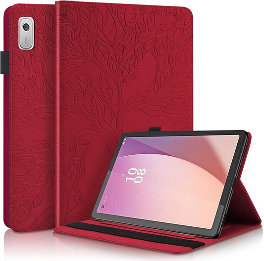 Case for Lenovo Tab M9 9.0 inch (TB-310FU, 2023 Released)，Slim Folding case Lightweight PU Leather Cover Flip Stand Shell with Card Holder for Lenovo Tab M9 9" 2023 Android Tablet-Red
