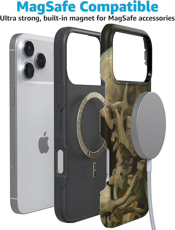 Casely iPhone 17 Pro Case | Van Gogh | Head of a Skeleton with a Burning Cig | Compatible with MagSafe | Bold Protective Design