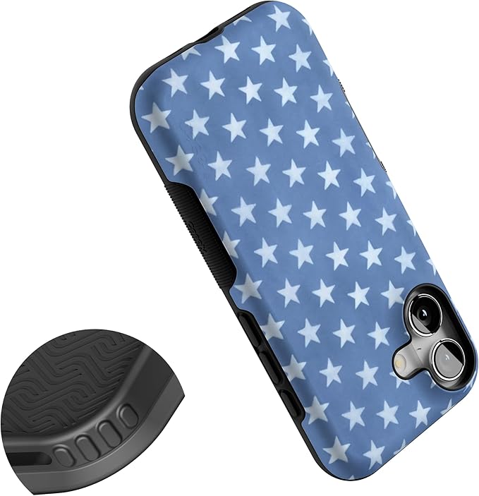 Casely iPhone 17 Case | Coastal Blues | Denim Stars | Bold Protective Design | Compatible with MagSafe