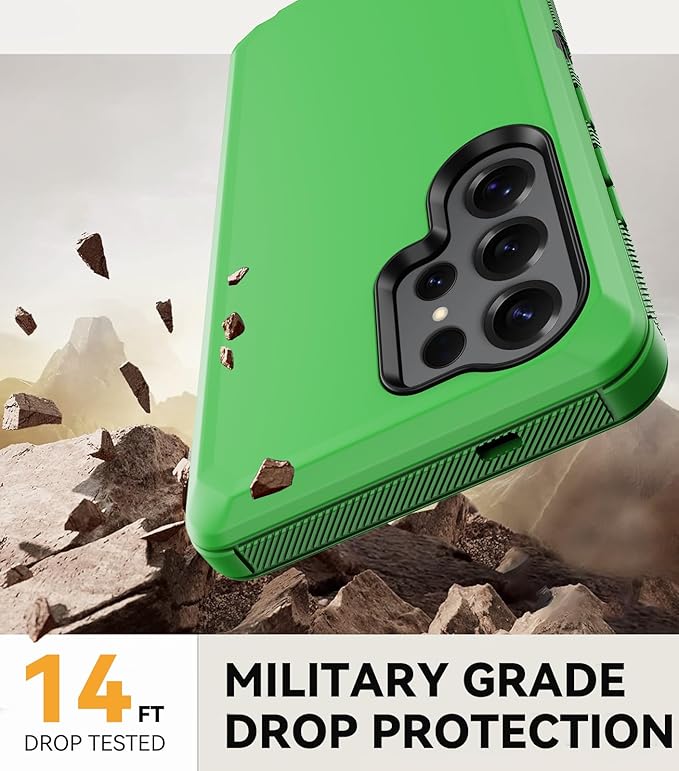 for Samsung Galaxy S25 Ultra Case, Full Body Rugged Military Drop Protection Bumper Heavy Duty Shockproof Anti-Scratch Protective Cover Phone Case for Galaxy S25 Ultra 5G (Green & Black)
