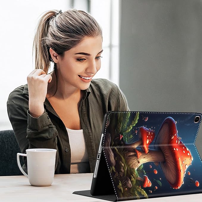 Case for Galaxy Tab A9 Plus ， Auto Sleep/Wake Multi-Angle Viewing Slim Folio Stand Cover for Samsung Galaxy Tab A9+/A9 Plus 11 Inch 2023 (SM-X210/X216/X218), Red Mushroom