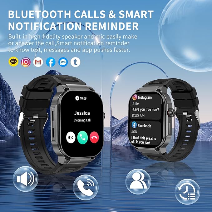 Smart Watch(Answer/Dial Calls), 2.06" AMOLED Screen Smartwatch for Men, Fitness Tracker with 120+Sports Modes, AI Voice,Heart Rate,Blood Oxygen,IP67 Waterproof Smart Watch for Android iOS Phones