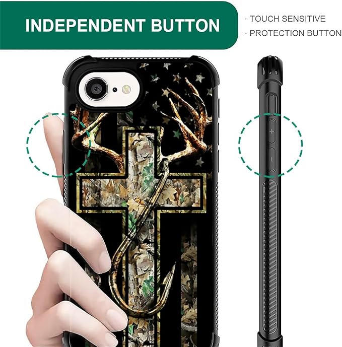 Compatible with iPhone 16e Case,Forest Antler Flag Phone Cover for Men/Women,Soft TPU Anti-Skid Thread and Four Corner Anti-Collision Protection Case Compatible with iPhone 16e 6.1inch