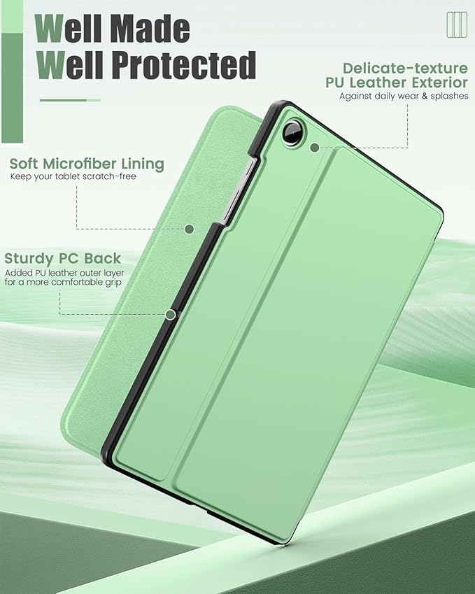 MoKo Case for Samsung Galaxy Tab A9 Plus 11-Inch 2023, Multi-Angle Viewing Slim Hard Back Shell Protective Cover Case with Auto Wake/Sleep for Galaxy Tab A9+ Tablet SM-X210/SM-X216/SM-X218, Green