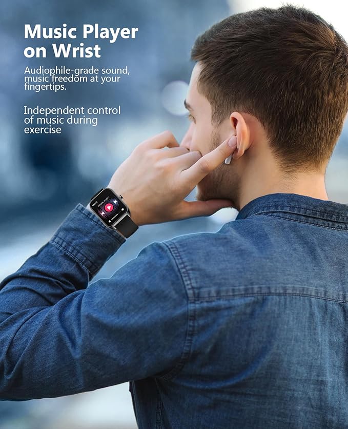 Smart Watch (Answer/Make Call) for Men Women, 2.02" Smartwatch with Blood Oxygen/Blood Pressure/Heart Rate/Sleep Monitor, IPX8 Waterproof Fitness Tracker, 100+ Sports Modes Compatible with iOS Android