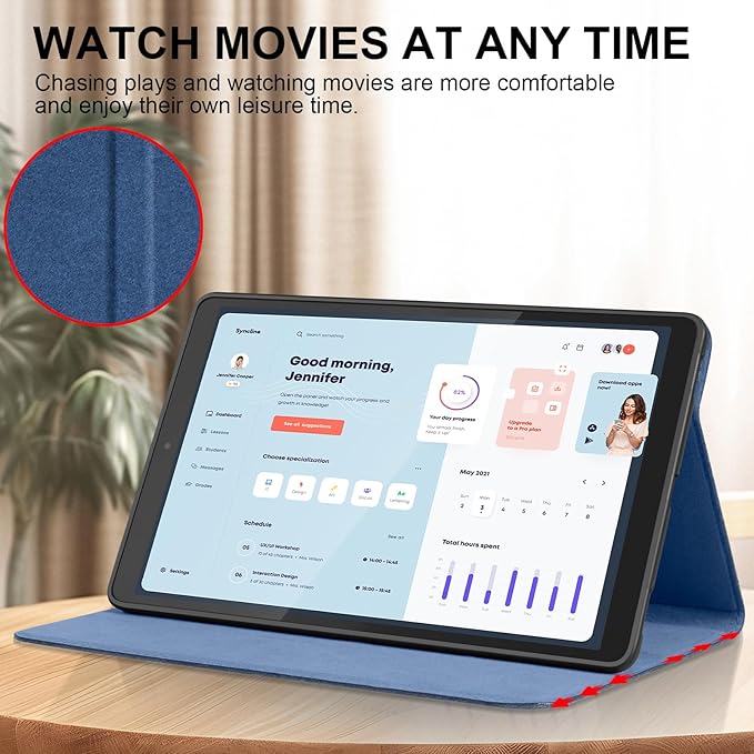 for Samsung Galaxy Tab A 10.1 inch Case 2019 Model(SM-T510/T515/T517) Genuine Leather Cover Protective Shell.Blue