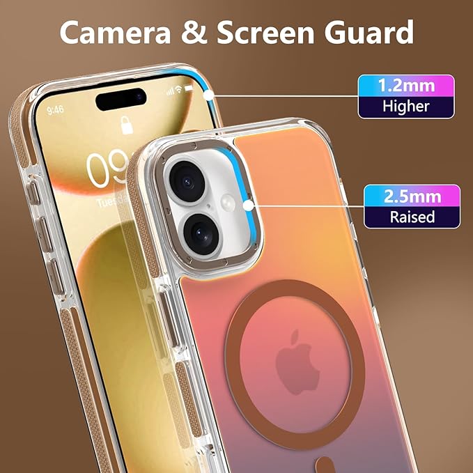 MOWIME Magnetic Case for iPhone 17 [Compatible with Magsafe] [Cute Fashion Fluorescent Design] [1 Screen Protector] Slim Translucent Matte Case for iPhone 17 6.3" 2025, Desert