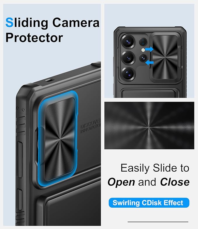 for Samsung Galaxy S25 Ultra Case Wallet, Card Holder (4-5 Cards), RFID Block, Slide Camera Cover, Military Grade Shockproof, Rugged Heavy Duty Men Women Phone Case for Samsung S25 Ultra, Black