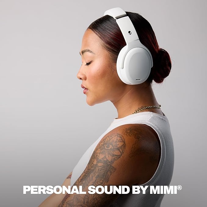 Skullcandy Crusher ANC 2 Over-Ear Noise Canceling Wireless Headphones with Sensory Bass and Charging Cable, 50 Hr Battery, Skull-iQ, Alexa Enabled, Microphone, Works with Bluetooth Devices - Bone