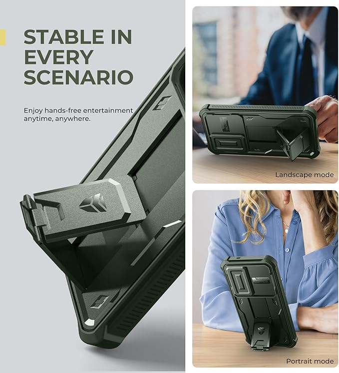 Dexnor for Samsung Galaxy S25 Case with Built-in Slide Camera Cover & Screen Protector & Kickstand,Heavy-Duty Shockproof Rugged Case Full-Body Bumper Protective Cover for Galaxy S25(2025),Army Green