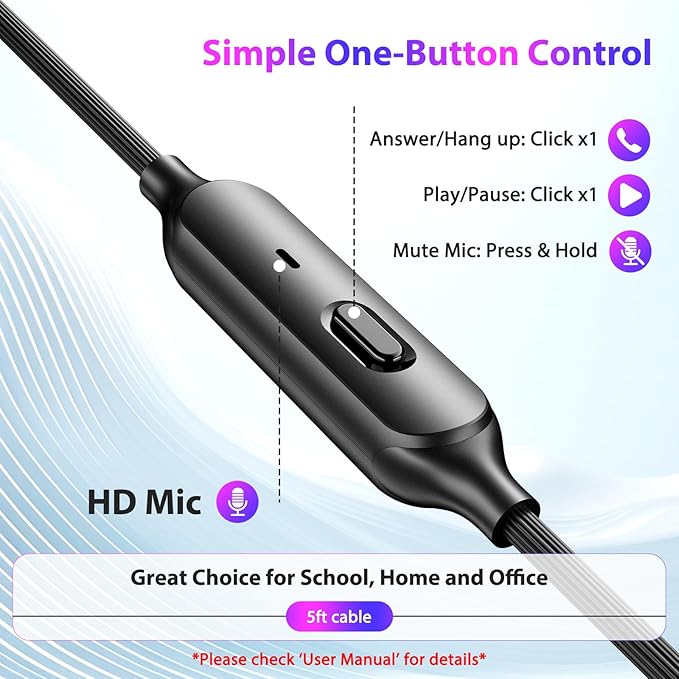 APETOO Wired Ear Buds Sport in-Ear Headphones w/Anti Fall/Hurt Wingtips, Mute Mic, Pure Stereo Bass, Noise Isolating Aux 3.5mm Earbuds for Running/iPhone/Samsung/Android/Laptop/PC/School/Small Ear