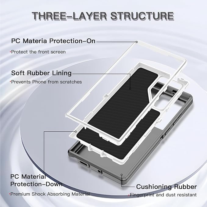 for Samsung Galaxy S25 Ultra Case Heavy Duty Protective Case Shockproof Dropproof 3-Layer Full Body Protection [Without Screen Protector] Tough Rugged Case for Galaxy S25 Ultra,Grey/White