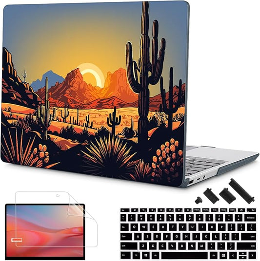 Tuiklol Case for 12.4 Inch Microsoft Surface Laptop Go 3/2 / 1 2023-2020 Releases, Plastic Hard Shell Case with Screen Protector and Keyborad Cover +Dust Plugs Model 2013/1943,Cactus & Sand
