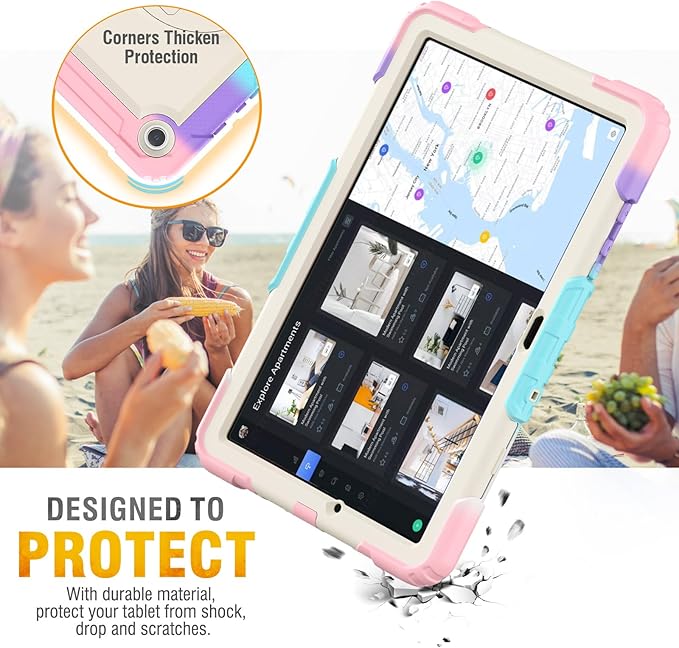 HXCASEAC Case for Samsung Galaxy Tab A9+ Plus 11 Inch, Protective with Screen Protector/Hand Strap/Pen Holder, Sturdy Shockproof Galaxy A9 Plus Tablet Case 2023 SM-X210/X216/X218 - Pink