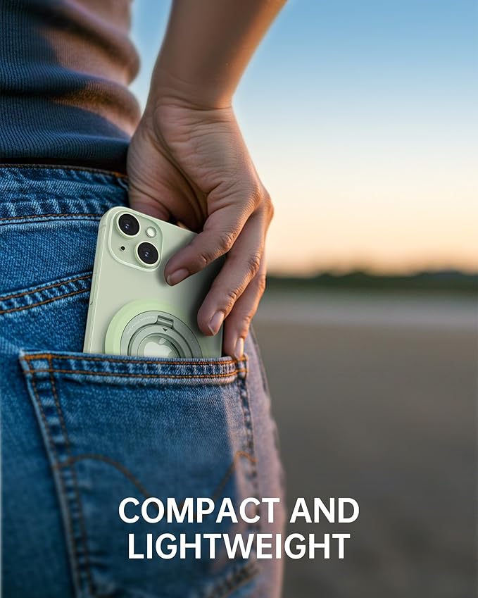 SYNCWIRE Magnetic Phone Ring Holder for MagSafe, 360° Rotation Dual Sided Magnet Grip Cell Phone Ring Stand Finger Kickstand Compatible with iPhone 16 15 14 13 12 Pro Max fits MagSafe - Green