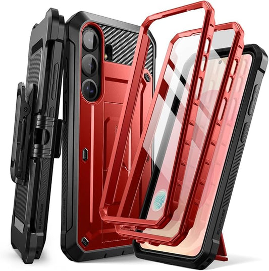 SUPCASE for Samsung Galaxy S25 Case with Stand (Unicorn Beetle Pro), [2 Front Frames] [Built-in Screen Protector & Belt-Clip] Military-Grade Protection Rugged Phone Case for Galaxy S25 6.2", Ruddy