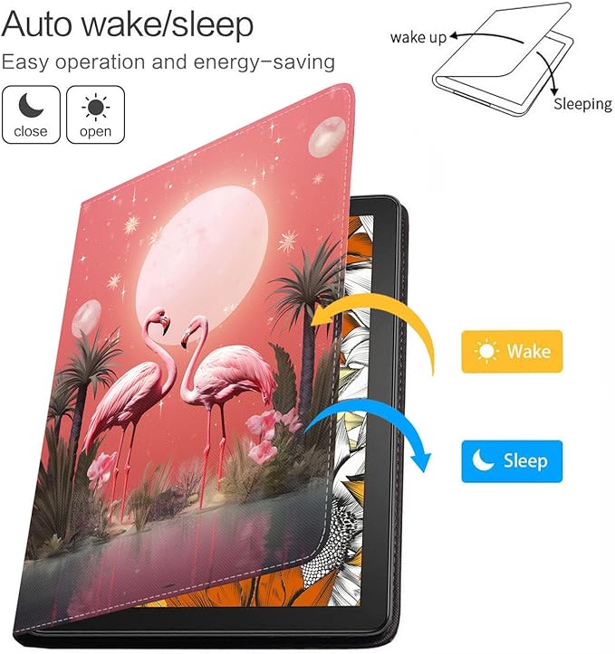 Case for Samsung Galaxy Tab A9 Plus 11 Inch 2023 Model (SM-X210/X216/X218), Slim Lightweight PU Leather Stand Cover with Auto Wake/Sleep, Flamingo