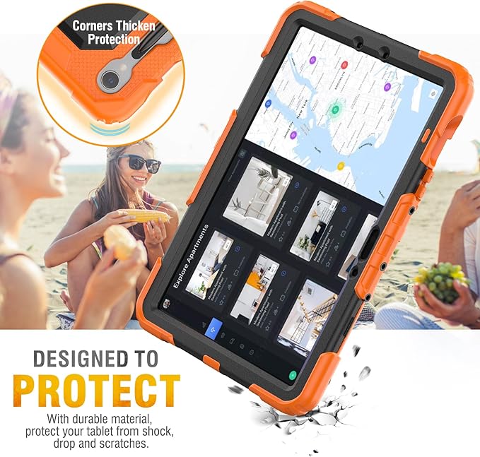 HXCASEAC Case for Samsung Galaxy Tab S10 Lite / S10 FE / S9 FE 5G 10.9 inch, Shockproof Design with Screen Protector/Hand Strap/S Pen Holder, Protective Samsung Galaxy S10 Lite Tablet Case, Orange