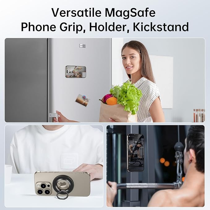 SYNCWIRE Upgraded Magnetic Phone Ring Holder for MagSafe, Magnet Cell Phone Grip Stand Finger Ring Kickstand Two-Sided Magnetic Compatible with iPhone 16 Pro Max 15 14 13 12 MagSafe Accessories