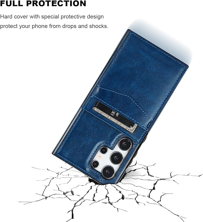 KIHUWEY for Samsung Galaxy S24 Ultra Case Wallet with Credit Card Holder, Flip Premium Leather Magnetic Clasp Kickstand Heavy Duty Protective Cover for Samsung Galaxy S24 Ultra 6.8" (Blue)