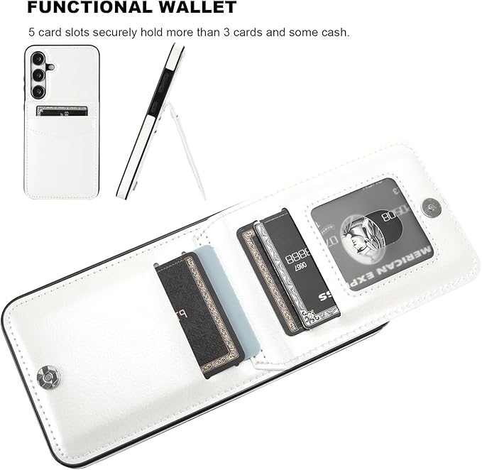 KIHUWEY for Samsung Galaxy S24 Plus Case Wallet with Credit Card Holder, Flip Premium Leather Magnetic Clasp Kickstand Heavy Duty Protective Cover for Samsung Galaxy S24 Plus 6.7" (White)