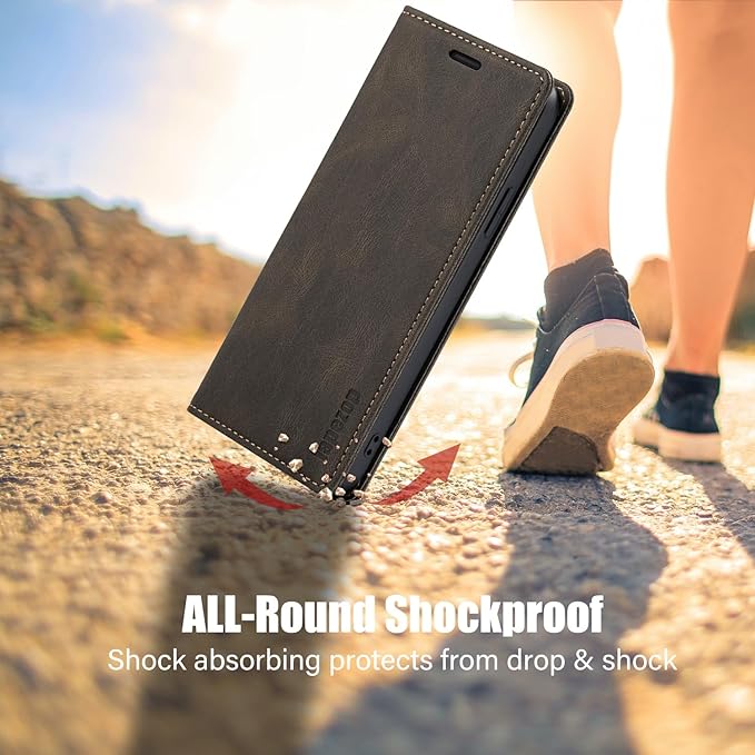 japezop iPhone 15 Pro Max 5G Wallet Case with [RFID Blocking],Card Holder Kickstand Magnetic,Leather Flip Case Wallet for iPhone 15 Pro Max 5G 6.7 Inch(Coffee)